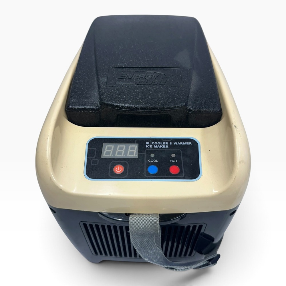 Energy Cube 8L Portable Electric Cooler and Warmer Ice Maker Black Cream 12V DC